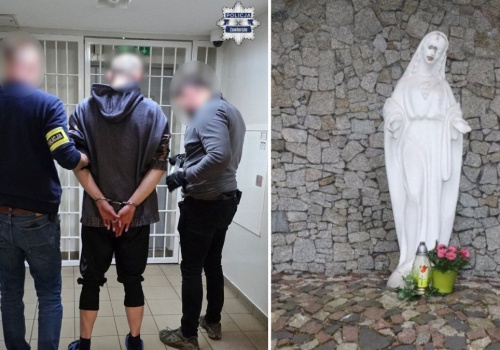 Poręba: Atak siekierą na figury przed kościołem. 27-latek w rękach policji