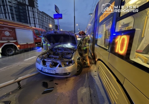 Zderzenie auta z tramwajem na Mokotowie! Ranny motorniczy