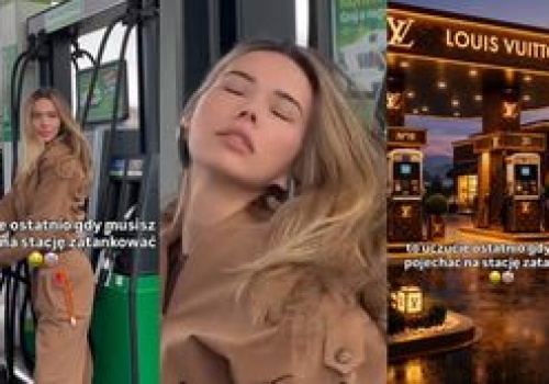 Sandra Kubicka dworuje sobie z cen paliw, wdzięcząc się i zarzucając grzywą przy dystrybutorze. Boki zrywać?