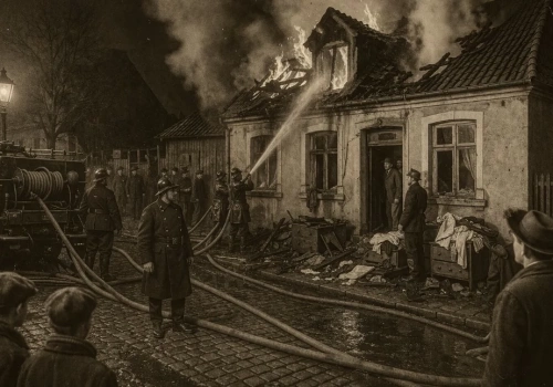 Pożar domu przy ul. Grobelnej w Chojnicach. Straż walczyła do nocy