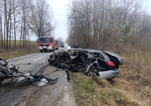 Śmiertelny wypadek na lokalnej drodze pod Elblągiem. Kierowca z impetem wjechał w drzewo