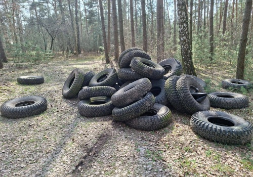 Kilkadziesiąt opon porzuconych w lesie pod Piotrkowem. Nadleśnictwo poszukuje sprawców