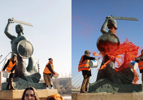 Aktywistki z Ostatniego Pokolenia skazane za oblanie warszawskiej syrenki farbą