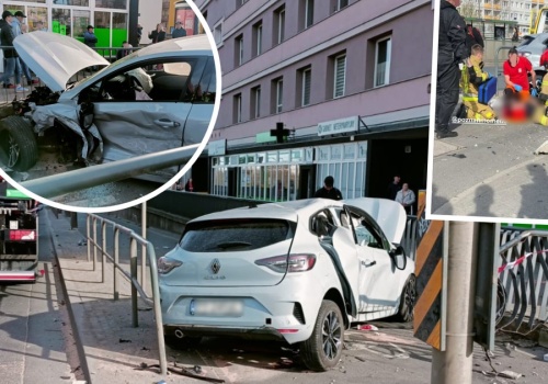 Najpierw uderzył w jedno auto, a przecznicę dalej w drugie. Miał 1,5 promila. Dwie osoby ranne