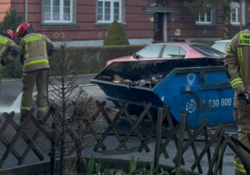 Pożar kontenera, który stał przy budynkach mieszkalnych przy ulicy Rodzinnej