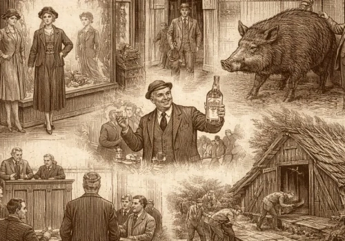 Sensacje sprzed wieku: dzik, proces i darmowa wódka w jednym wydaniu