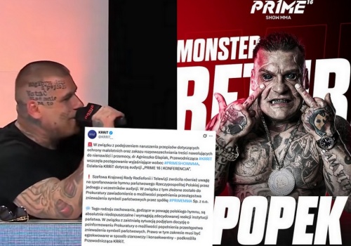 KRRiT zajmuje się Popkiem i jego odklejką podczas śpiewania hymnu na konferencji Prime MMA