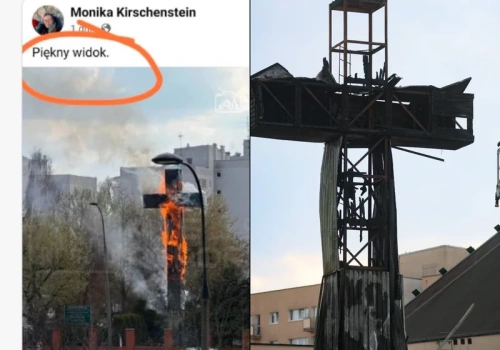Spłonął historyczny krzyż papieski. Radna KO: Piękny widok