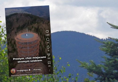 To najwyższa bezpłatna wieża widokowa w Polsce. Oferuje bajeczne panoramy