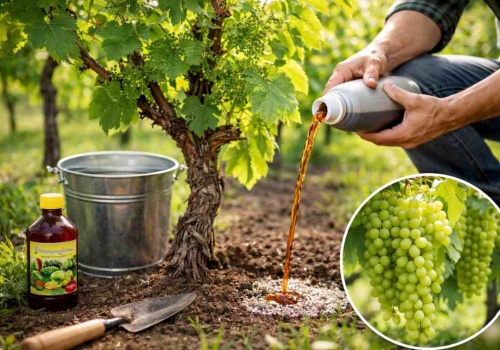 Wylewam to pod winorośl w kwietniu. Efekt? Pełne kiście winogron!