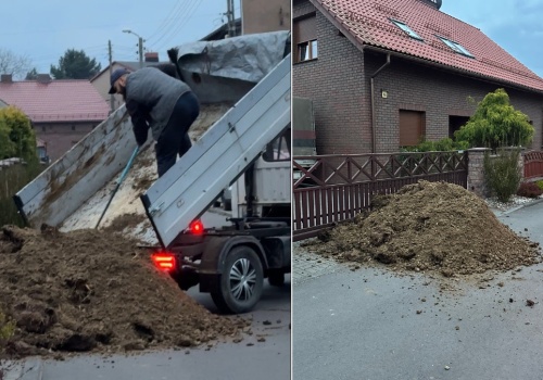 Koński obornik pod domem radnego w Piekarach Śląskich. Desperacki krok mieszkańca, przyjechała policja
