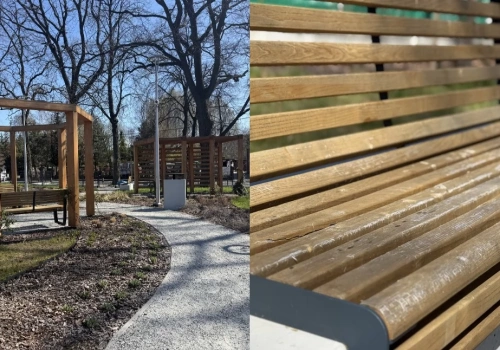 Rynek na Dąbrowie Narodowej od.Nowa. Popękane i zniszczone ławki