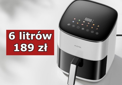 Dobrej jakości air fryer za 189 zł. Podwójna grzałka, ceramika i 6 litrów