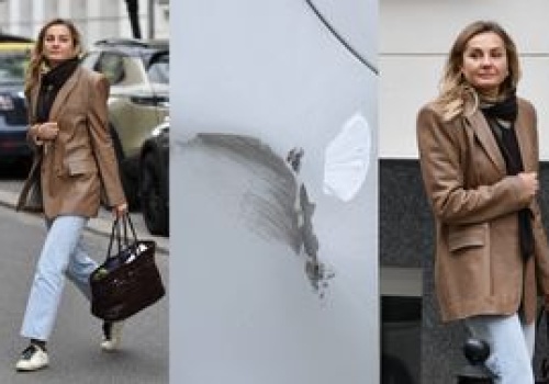 Wytworna Małgorzata Socha rozbija się po mieście PORYSOWANYM mercedesem za pół miliona złotych (ZDJĘCIA)