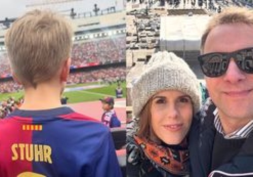 RZADKI WIDOK: Maciej Stuhr zabrał syna na mecz FC Barcelony. 10-letni Tadeusz upodobnił się do taty? (FOTO)