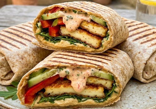 Śródziemnomorska mozaika smaków. Chrupiące wrapy z halloumi