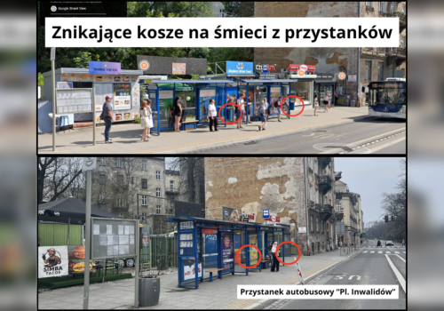 Znikające kosze na przystankach w Krakowie. „Zabrano stare, nowych często nie ma”