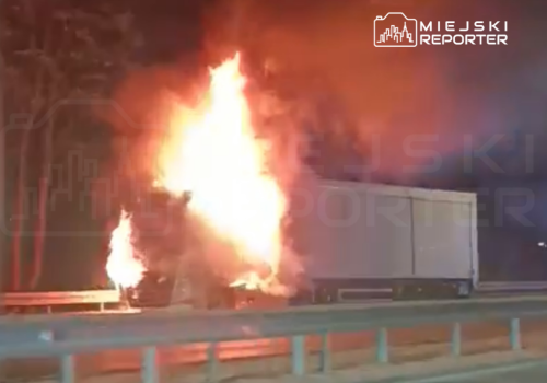 Pożar ciężarówki na Wisłostradzie. Przejazd w kierunku centrum został zablokowany