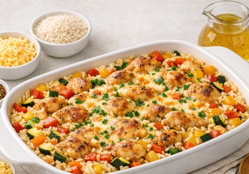 Comfort food bez wysiłku. Ten ryż z kurczakiem piecze się sam