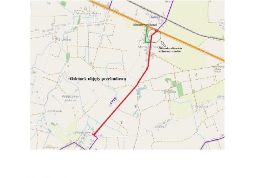 Uwaga! Zmiana trasy w związku z ,,Przebudową drogi powiatowej nr 1719E Słomków Suchy – Wągłczew”