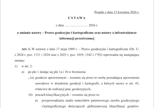 Projekt nowelizacji Pgik: wersja z 13 kwietnia br.