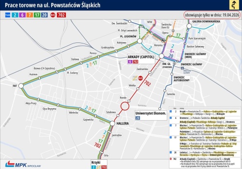 Remont torów na Powstańców Śląskich. Zmiany w rozkładach MPK.