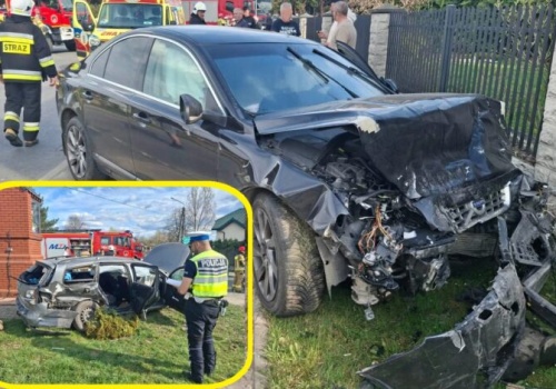 Zderzenie osobówek w gminie Czarnocin. 4 osoby ranne w tym 2 dzieci