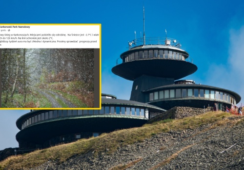 W Karkonoszach spadł śnieg. Jest ostrzeżenie dla turystów. 