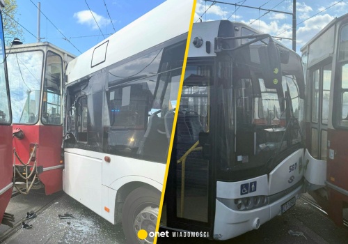 Poważny wypadek i utrudnienia w Toruniu. Tramwaj zderzył się z autobusem