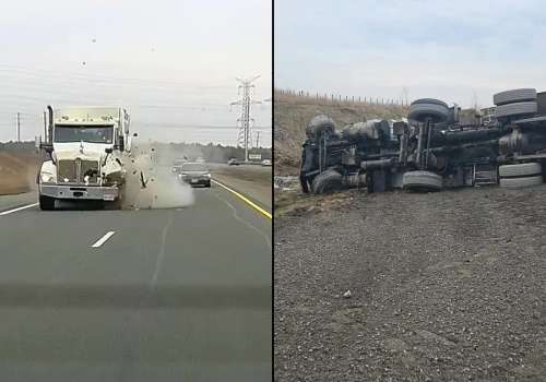 Wystrzał opony nagrany z niewielkiej odległości – solówka przecięła cztery pasy ruchu