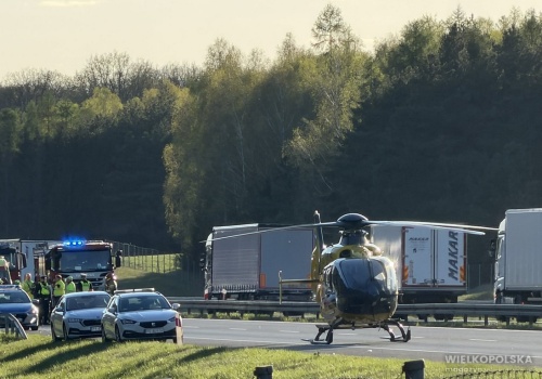 PILNE: NOWY TOMYŚL: Wypadek na A2! Na miejscu wszystkie służby, lądował śmigłowiec LPR