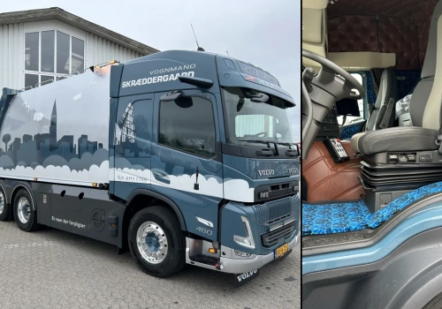 Śmieciarka z kabiną sypialną, pikowaną skórą, pluszem i bogatym wyposażeniem