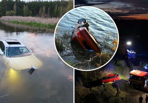 Samochody osobowe wpadły do wody. Dwa wypadki w Łódzkiem