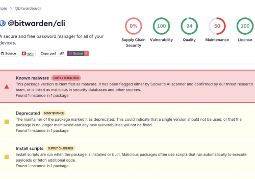 Uwaga! Złośliwa aktualizacja Bitwarden CLI