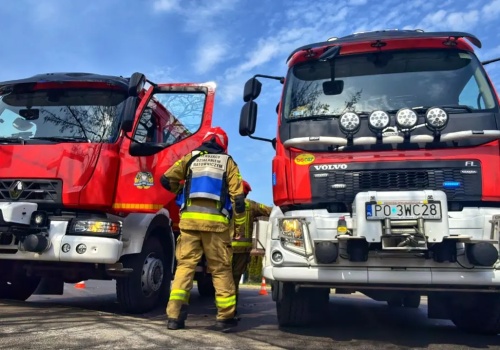 Pożar przy szkole. Akcja strażaków