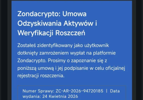 Świeże oszustwo “na odzyskanie środków z Zondacrypto”. Uważajcie żeby nie stracić podwójnie pieniędzy!