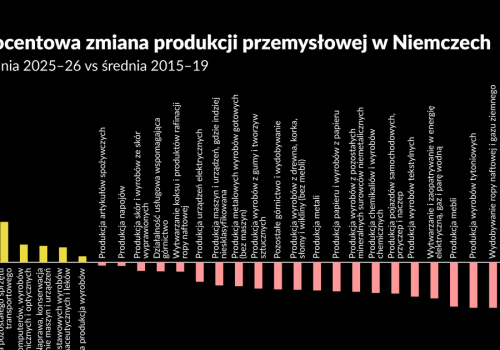 Nie wszystko spada w niemieckim przemyśle — spada prawie wszystko. Ale za to Polska rośnie