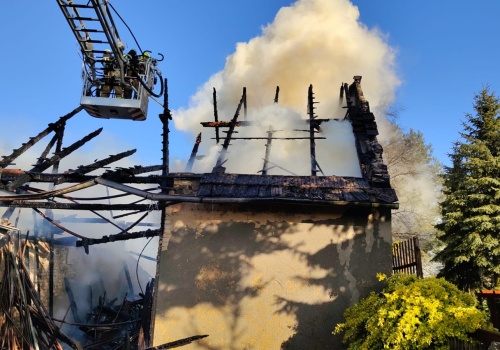 Pożar budynku gospodarczego w gminie Praszka