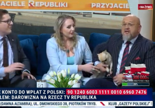 Totalny hit w tv Republika. Pies Rachonia wpadł do studia