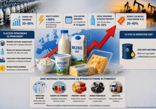 Nie tylko paliwo. Ropa podnosi ceny opakowań i uderza w mleczarnie