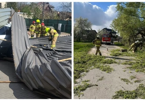 Dach zerwany, drzewa na drogach. Strażacy usuwali skutki silnego wiatru