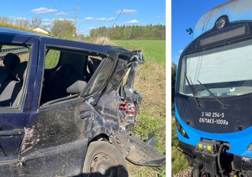 Ukradł samochód i porzucił go na torach. W auto wjechał pociąg