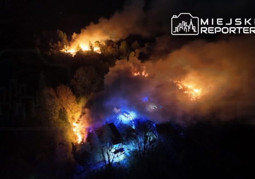 Duży pożar dzikiego wysypiska na Targówku. “4 różne punkty ognisk”. W akcji liczne zastępy straży pożarnej