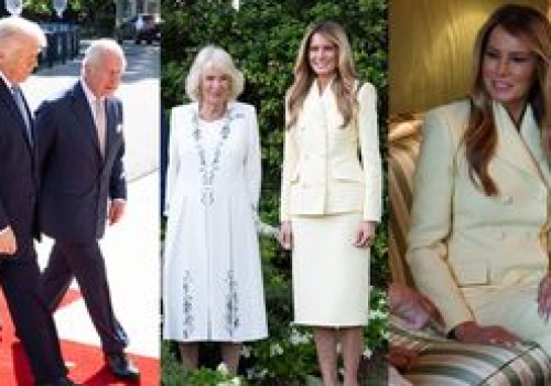 Król Karol III i królowa Kamila zawitali na herbatkę do Trumpów. Melania zadała szyku w jasnożółtym zestawie (ZDJĘCIA)