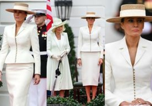 Posągowa Melania Trump w kapeluszu emanuje elegancją na oficjalnym powitaniu króla Karola III i królowej Camilli w USA (ZDJĘCIA)