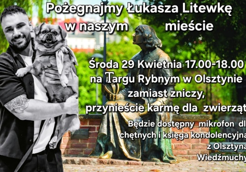 Olsztyn żegna tragicznie zmarłego posła, Łukasza Litewkę. Niezwykła inicjatywa na Targu Rybnym