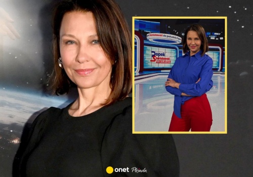 Anna Popek nadaje ze studia wPolsce24. 