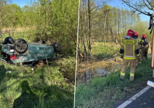 Dachowanie na podmokłym terenie pod Wrocławiem. Kierowca zniknął