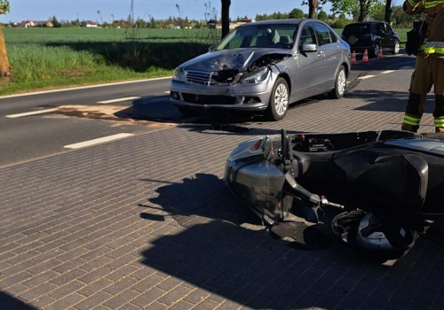 Wypadek z udziałem motocykla w Lądzie