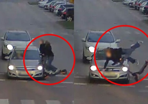 Nagranie ku przestrodze! Hulajnoga i dwie osoby vs. samochód